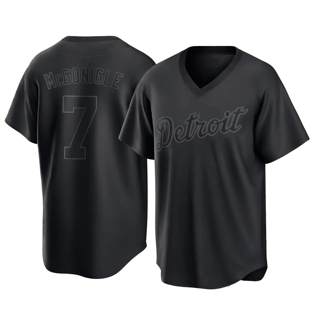 Friene D.Tigers #7 Kevin McGonigle Player Black T-shirt Home Game Stitched Jerseys