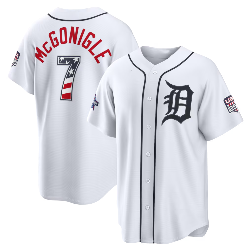 Friene D.Tigers #7 Kevin McGonigle White 2026 All-Star Edition Stars & Stripes Stadium Jerseys-1