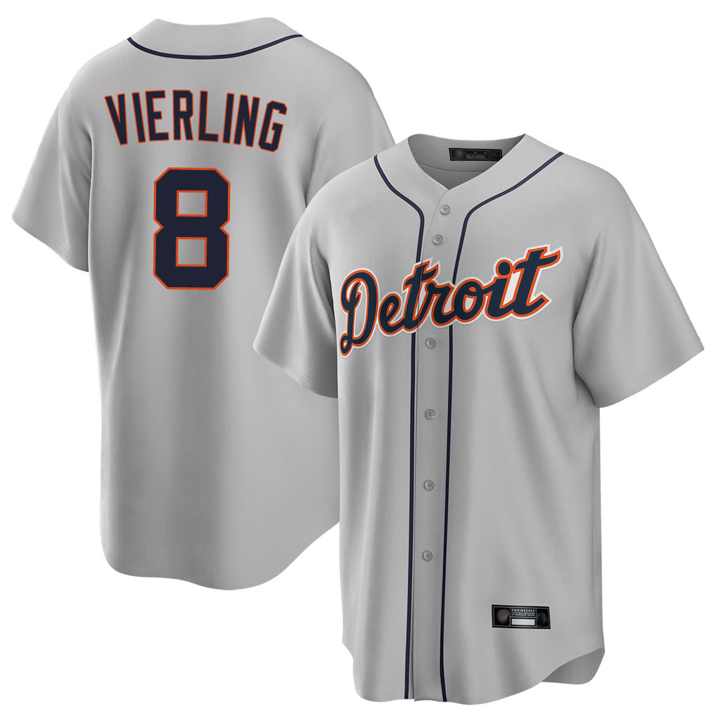 Friene D.Tigers #8 Matt Vierling Player Gray Home Game Stitched Jerseys
