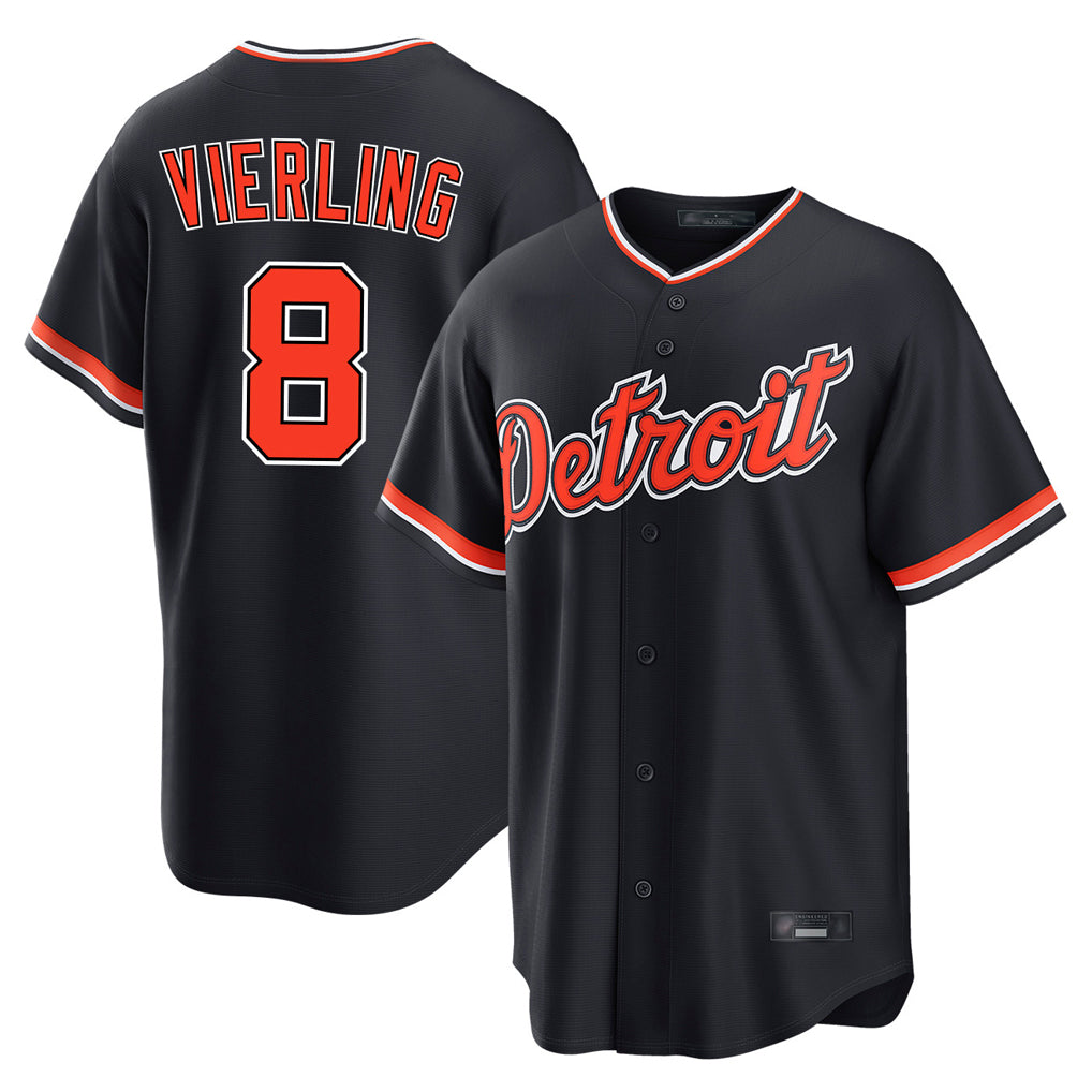 Friene D.Tigers #8 Matt Vierling Player Navy Home Game Stitched Jerseys