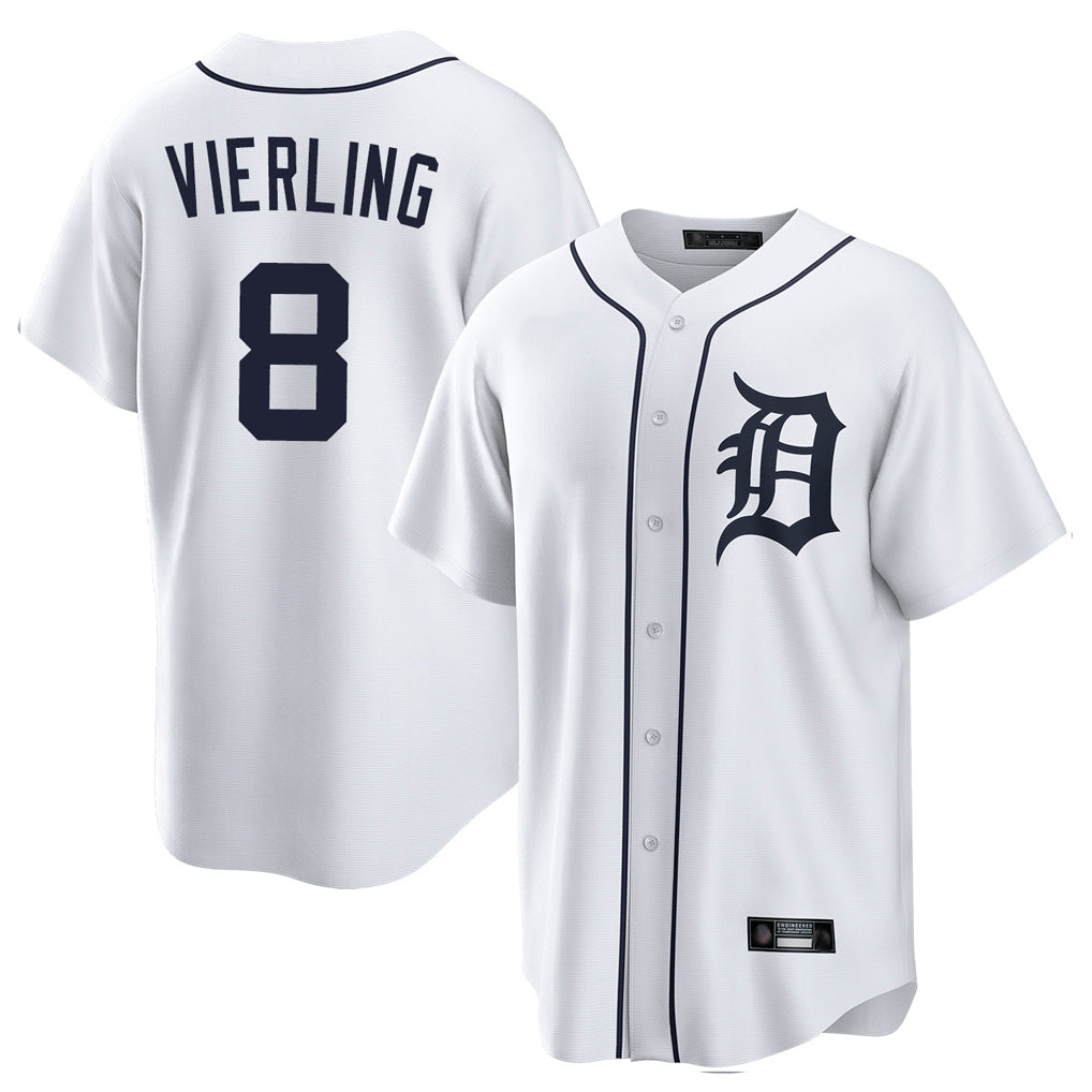 Friene D.Tigers #8 Matt Vierling Player White Home Game Stitched Jerseys