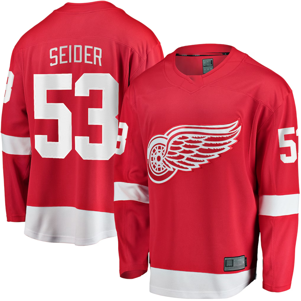 Friene DR.Wings #53 Moritz Seider Red Home Breakaway Player Jerseys