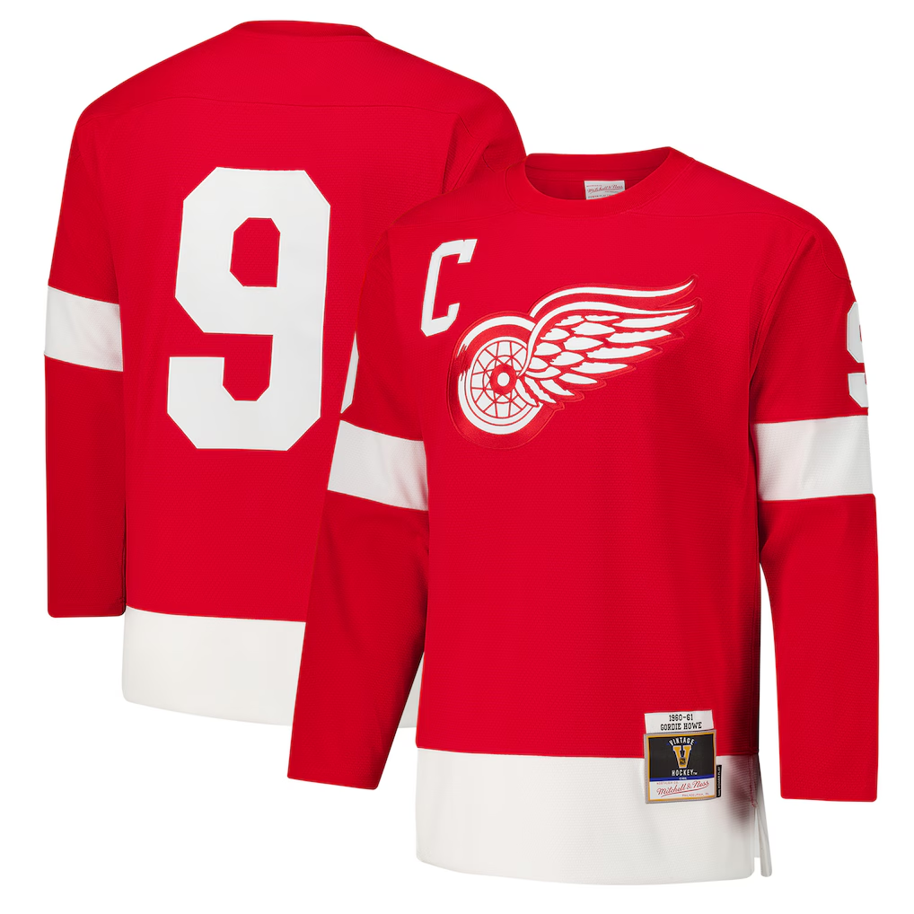 Friene DR.Wings #9 Gordie Howe Red 1960-61 Power Play Jerseys