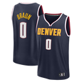Friene Denver Nuggets #0 Christian Braun Navy Fast Break Replica Jerseys - Icon Edition