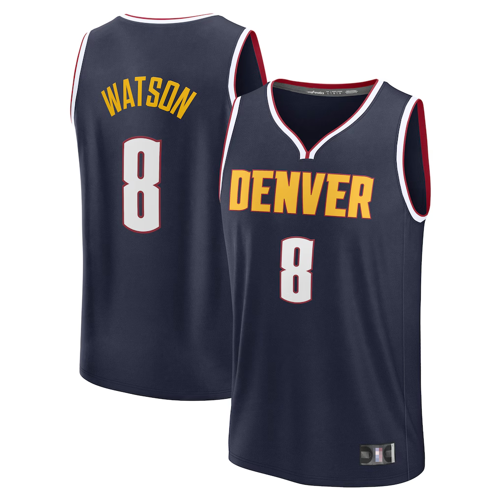 Friene Denver Nuggets #8 Peyton Watson Navy Fast Break Replica Player Jerseys - Icon Edition