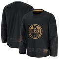 Friene E.Oilers Black 2024 Military Appreciation Practice Jerseys