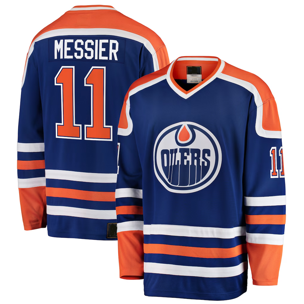 Friene E.Oilers #11 Mark Messier Blue Premier Breakaway Retired Player Jerseys