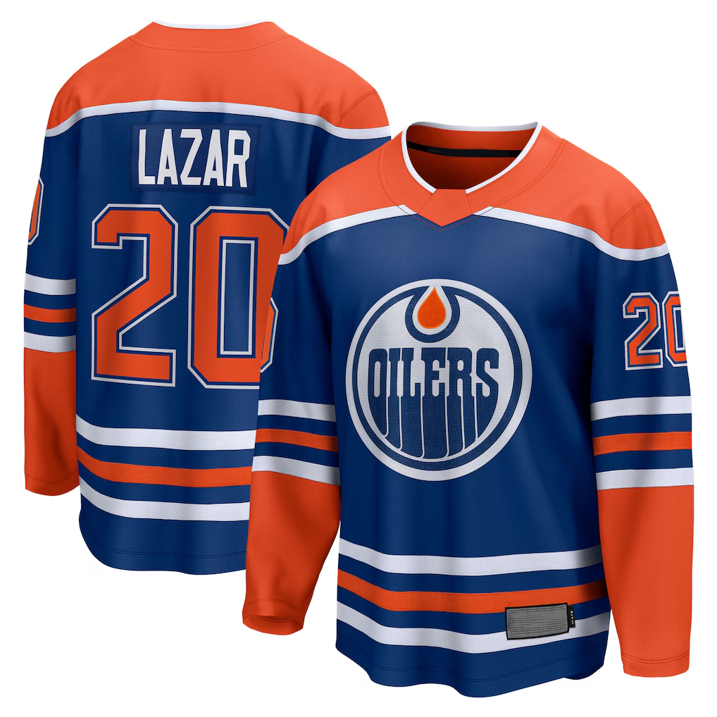 Friene E.Oilers #20 Curtis Lazar Royal Home Breakaway Jerseys