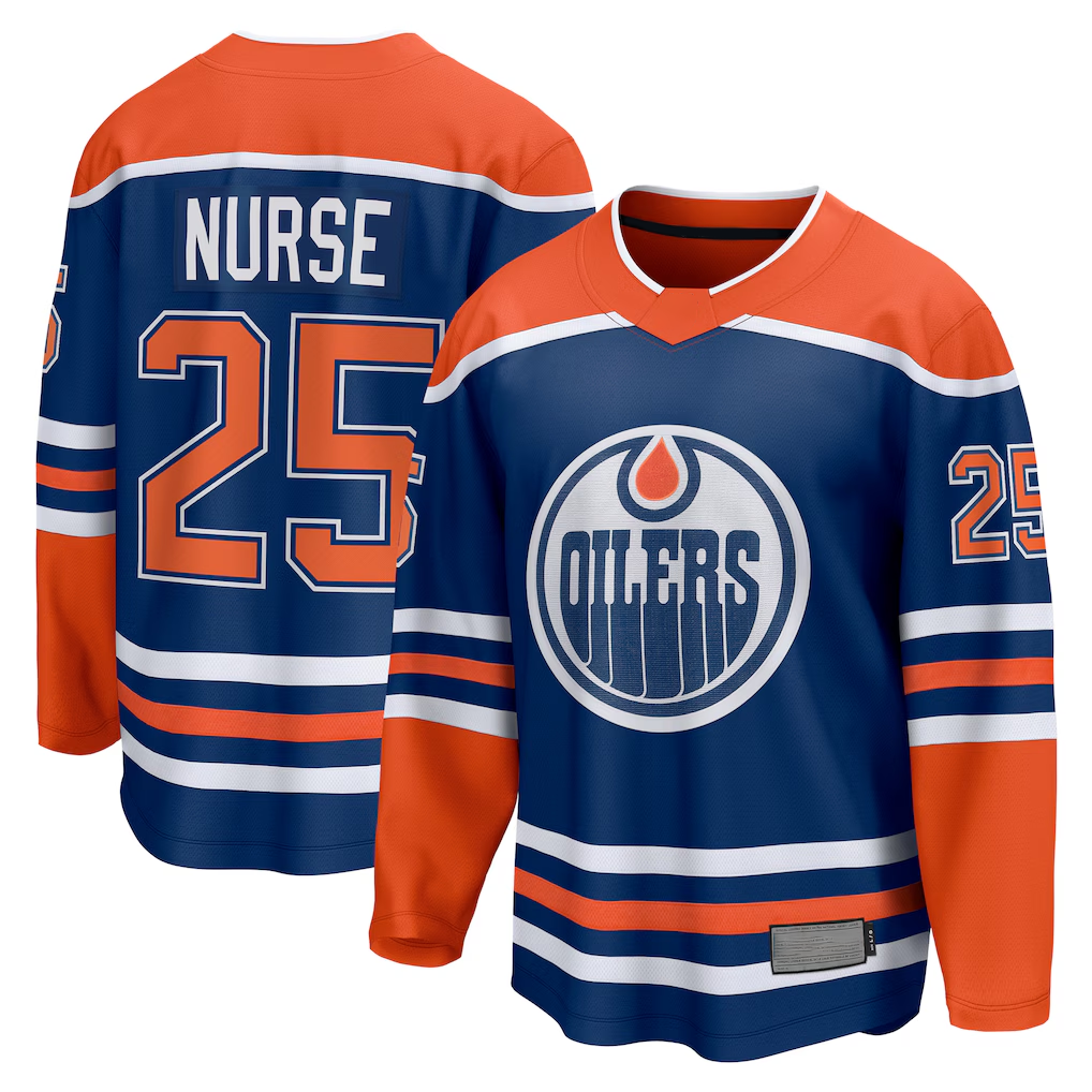 Friene E.Oilers #25 Darnell Nurse Royal Home Breakaway Player Jerseys