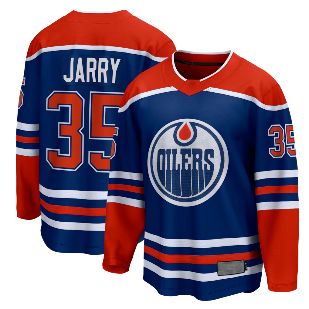 Friene E.Oilers #35 Tristan Jarry Royal Home Premier Breakaway Player Jerseys