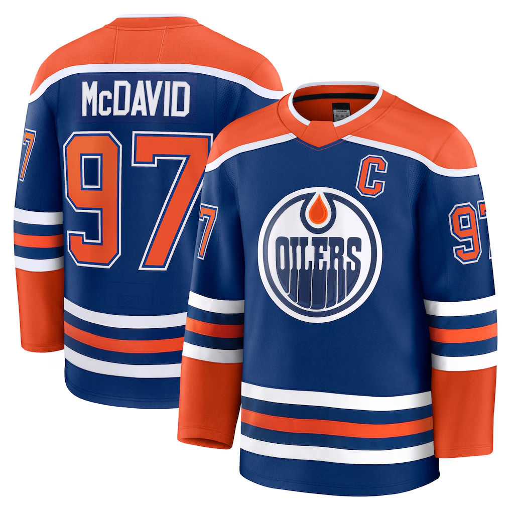 Friene E.Oilers #97 Connor McDavid Royal Home Premium Jerseys