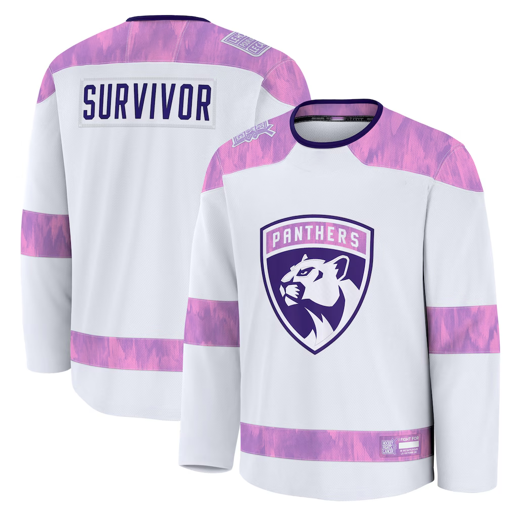 Friene F.Panthers White Hockey Fights Cancer Survivor Practice Jerseys