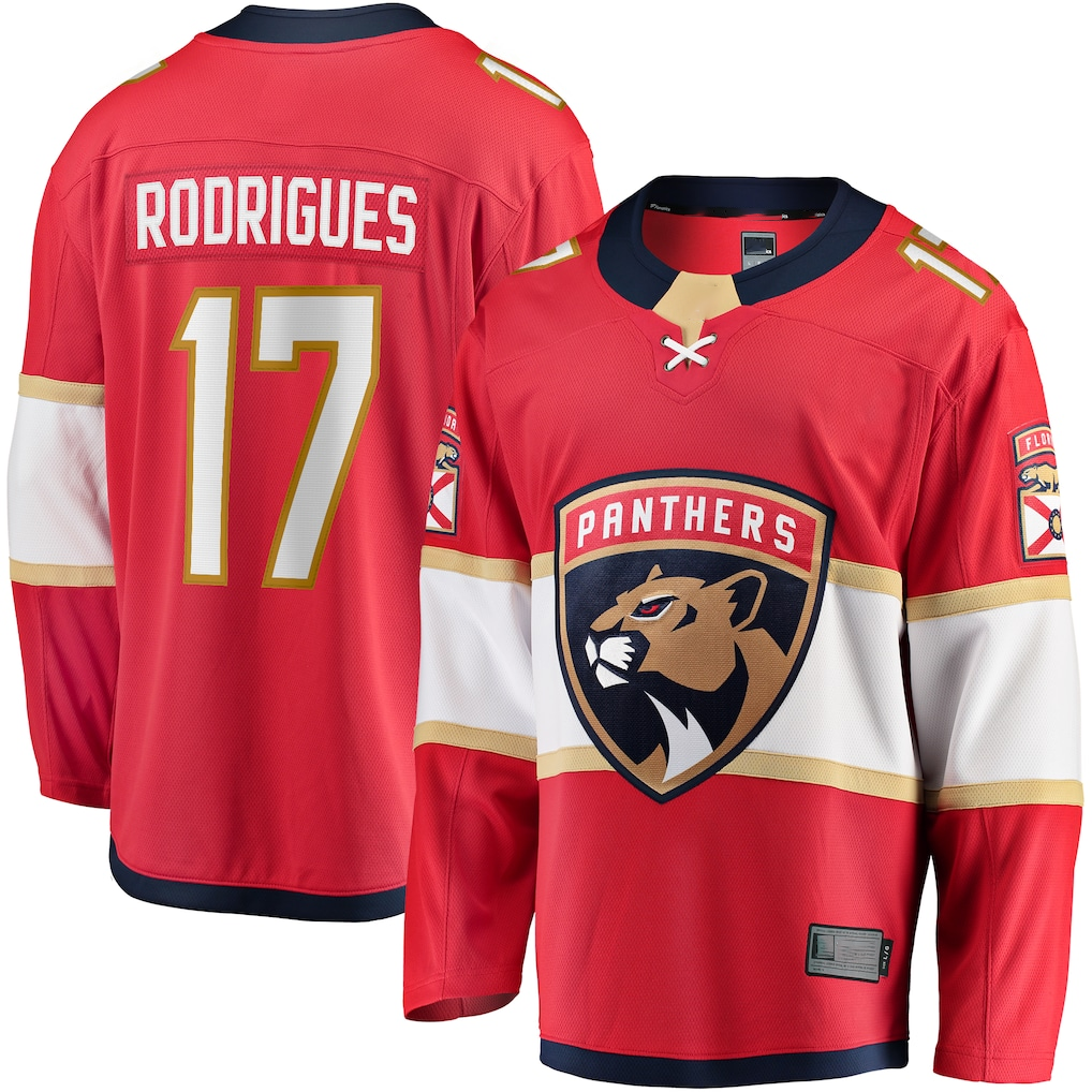 Friene F.Panthers #17 Evan Rodrigues Red Home Breakaway Jerseys