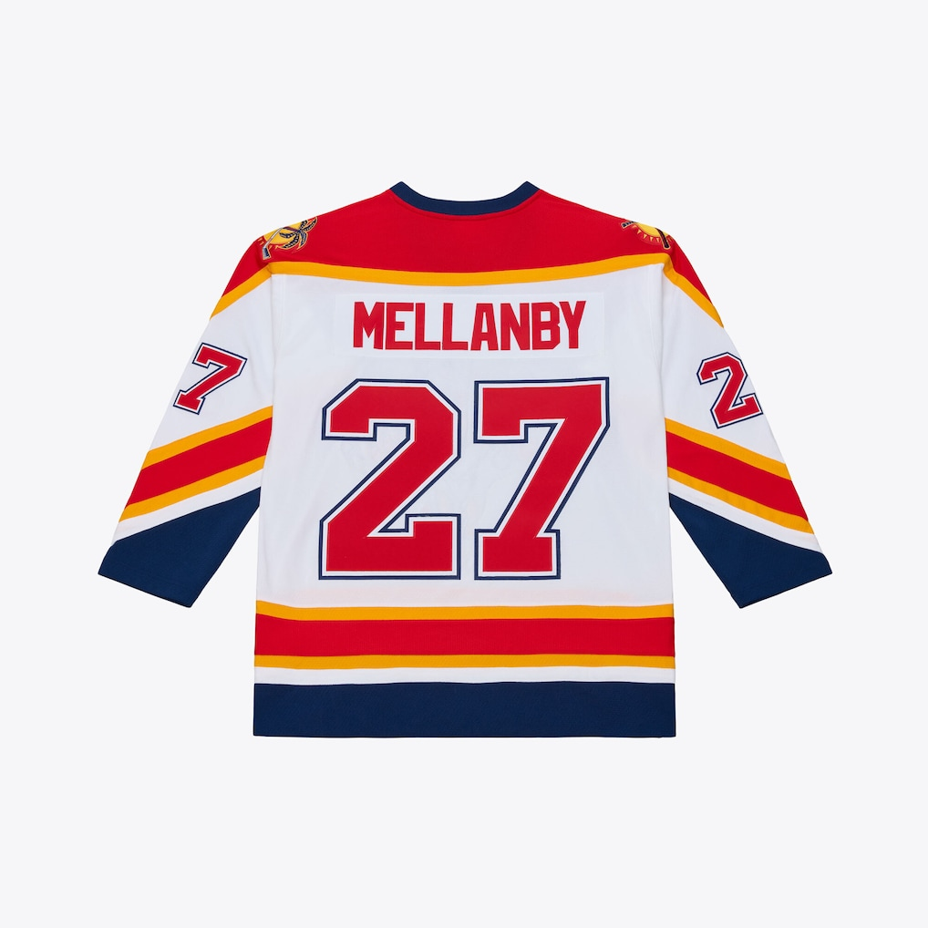 Friene F.Panthers #27 Scott Mellanby Mitchell & Ness White 1996 Power Play Jerseys