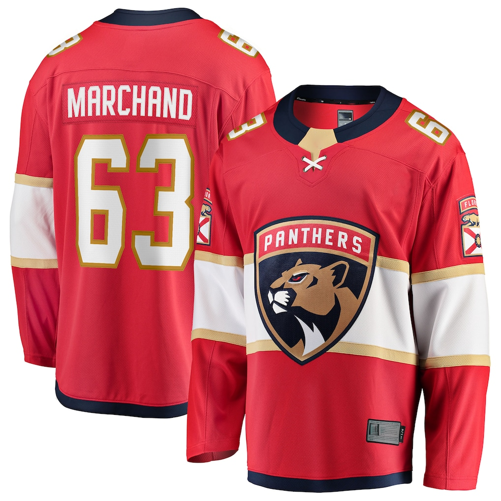 Friene F.Panthers #63 Brad Marchand Red Home Breakaway Jerseys