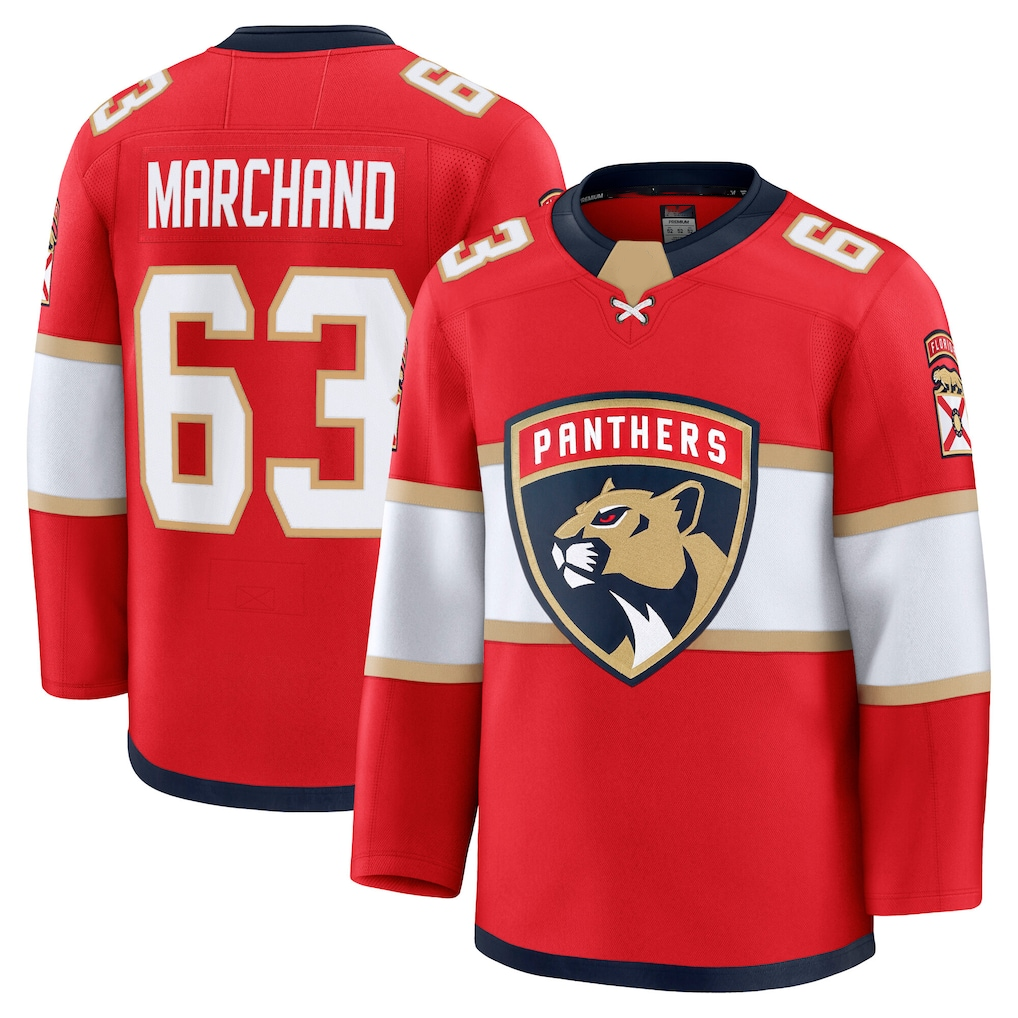 Friene F.Panthers #63 Brad Marchand Red Home Premium Jerseys