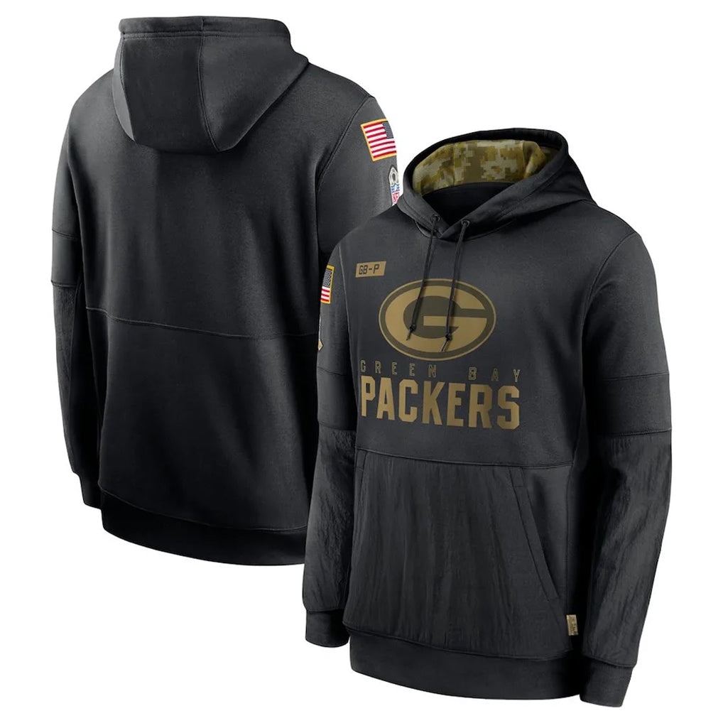 Friene GB.Packers Black Salute to Service Hoodies Limited Game Blank Player Stitched Jerseys