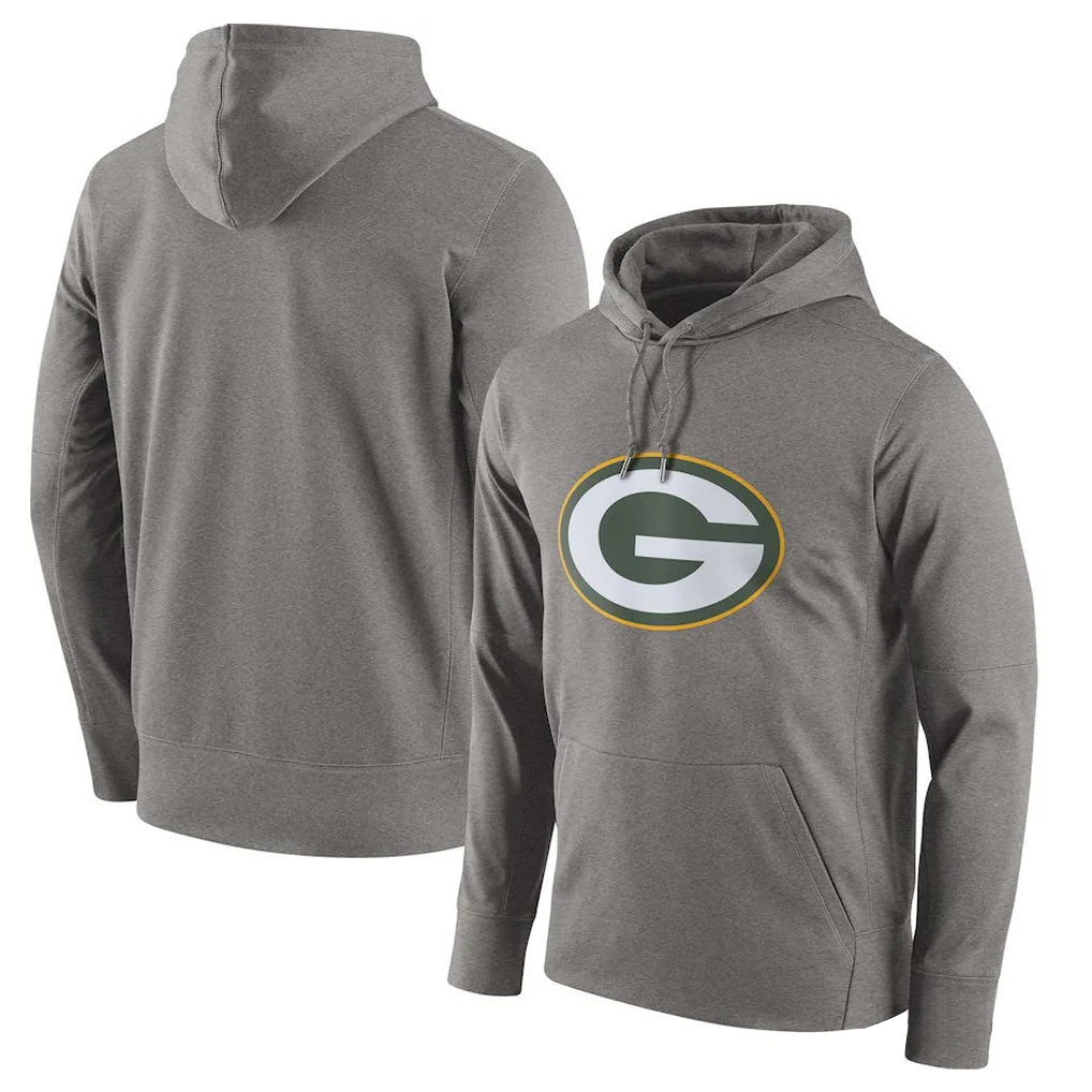 Friene GB.Packers Gray Circuit Logo Pullover Hoodies Limited Game Blank Player Stitched Jerseys