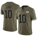 Friene GB.Packers #10 Jordan Love Player Salute To Service Olive Stitched Jerseys