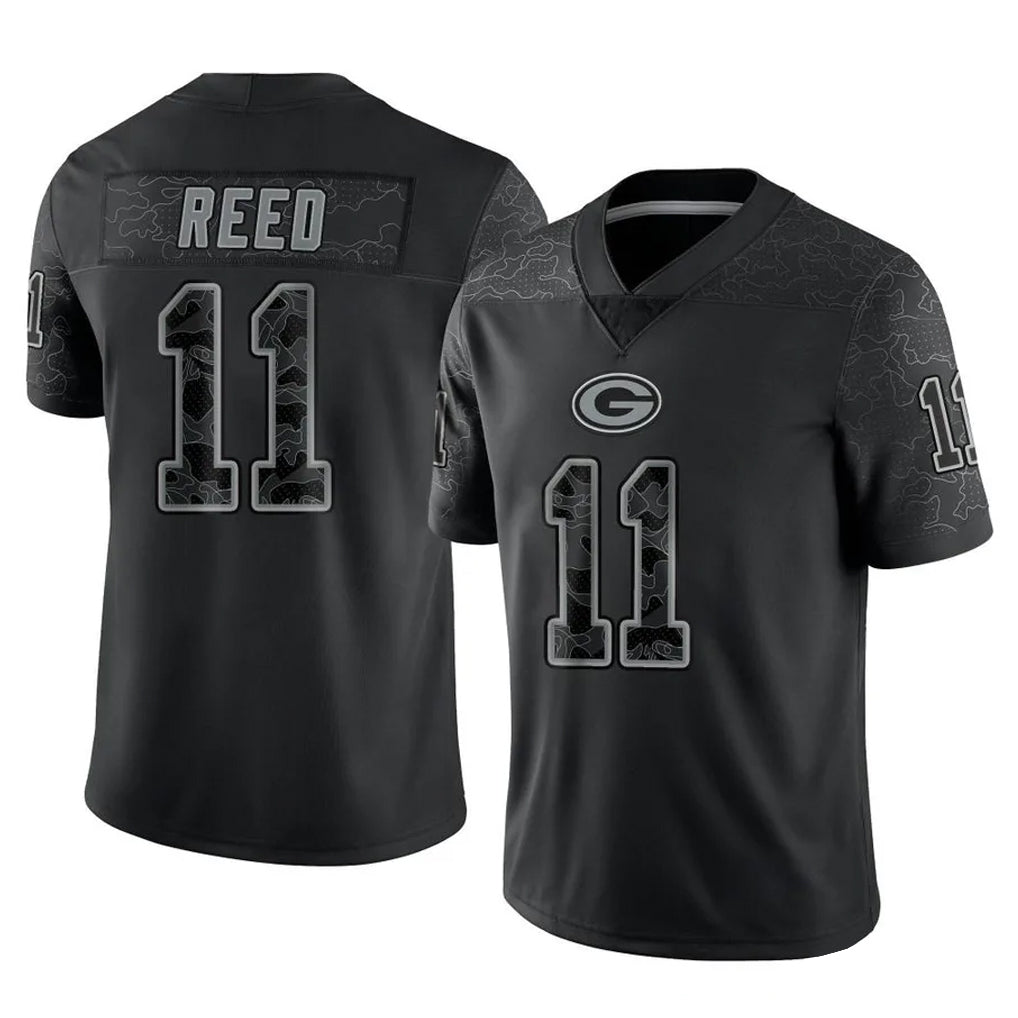 Friene GB.Packers #11 Jayden Reed Player Black Reflective Limited Home Game Stitched Jerseys