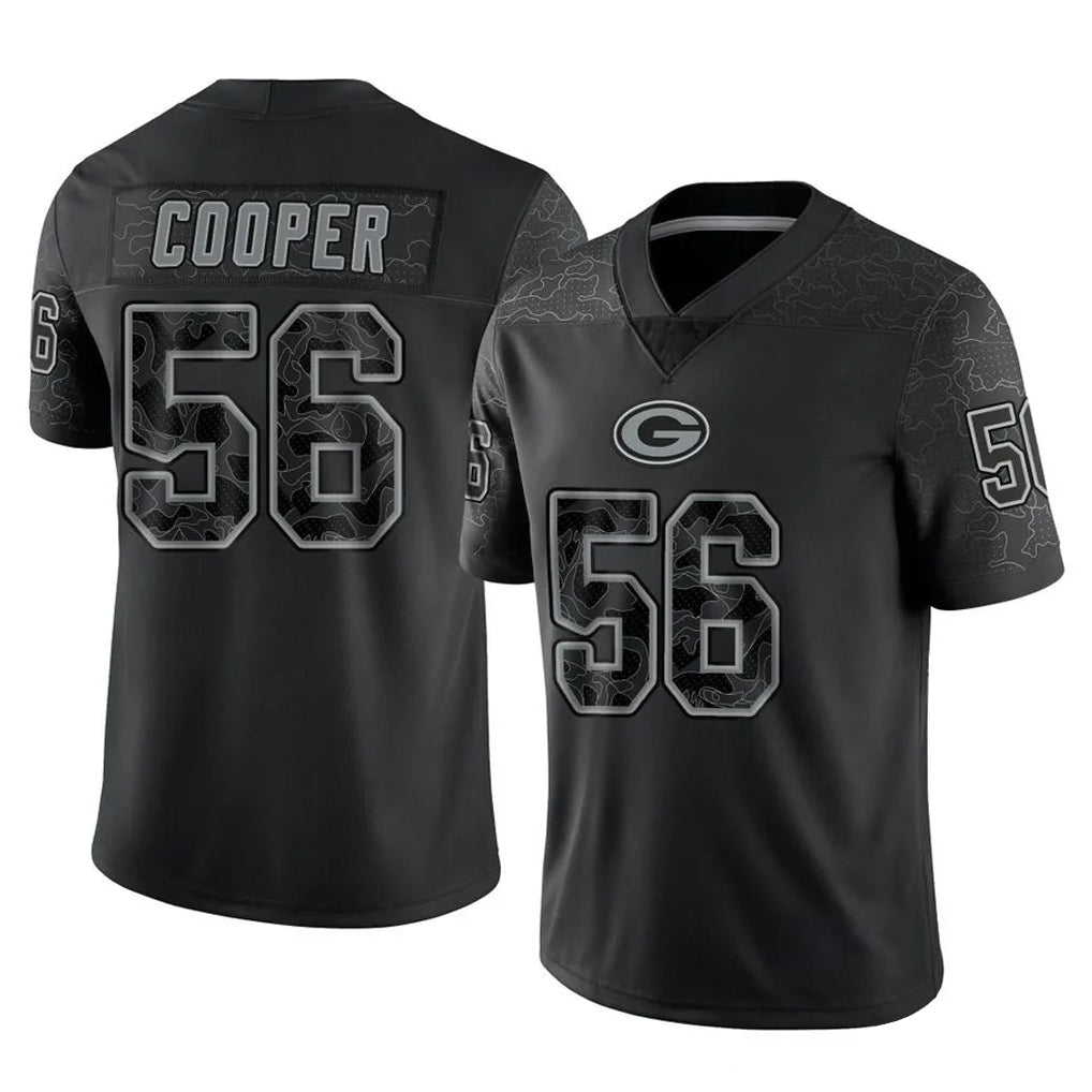 Friene GB.Packers #56 Edgerrin Cooper Player Black Reflective Limited Home Game Stitched Jerseys