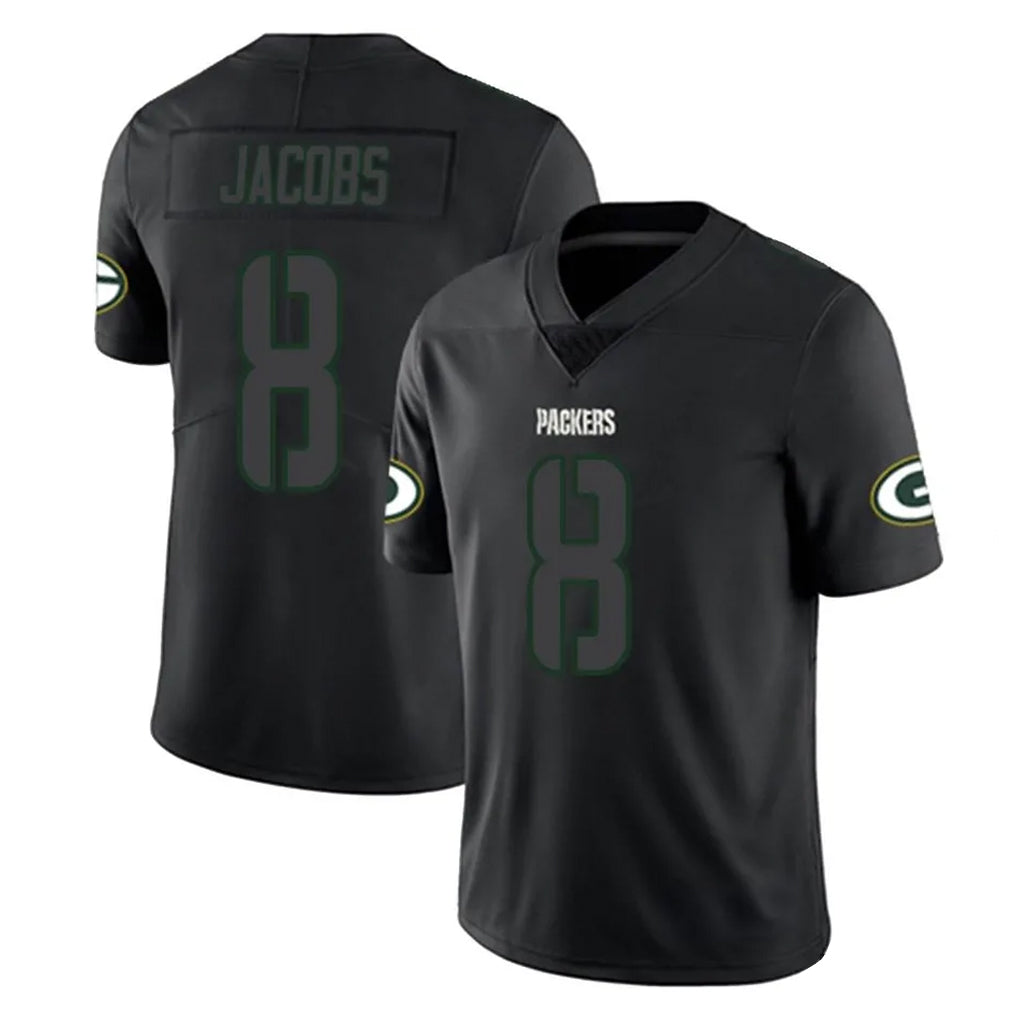 Friene GB.Packers #8 Josh Jacobs Player Black Impact Limited Home Game Stitched Jerseys