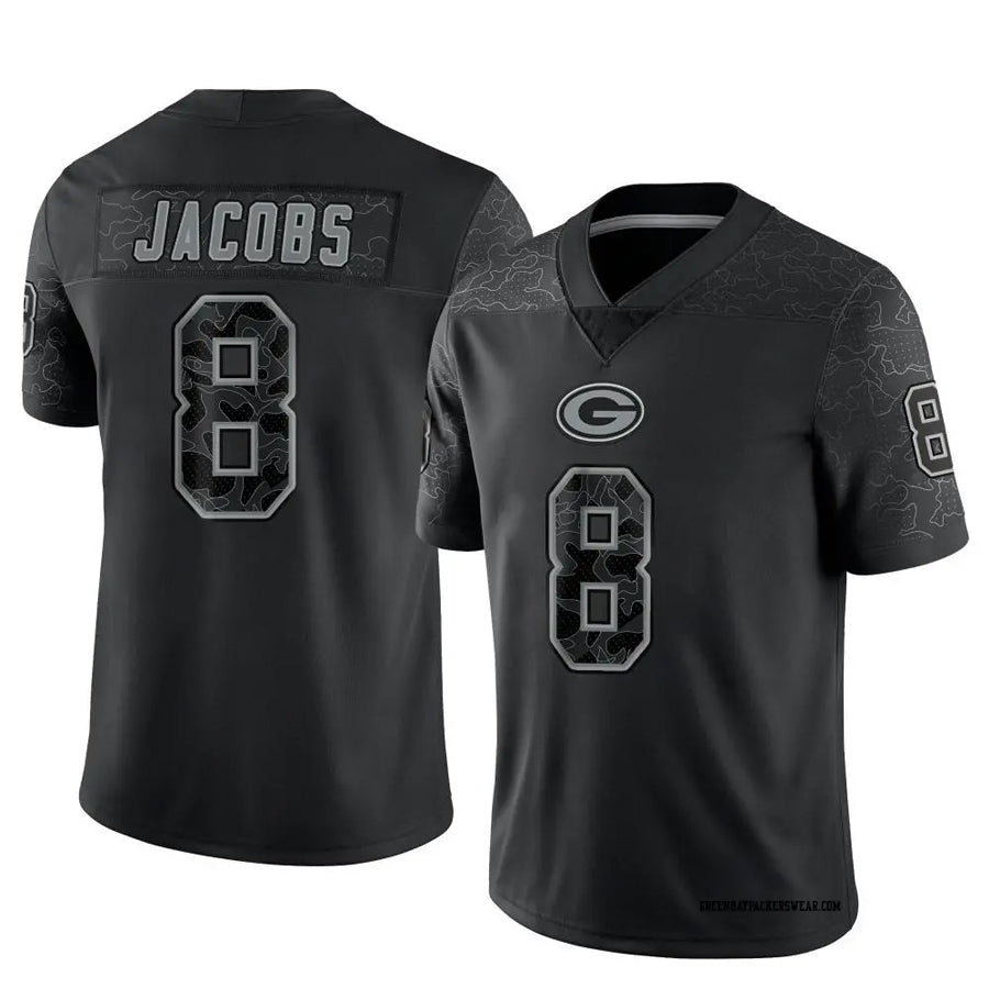 Friene GB.Packers #8 Josh Jacobs Player Black RFLCTV Limited Stitched Jerseys