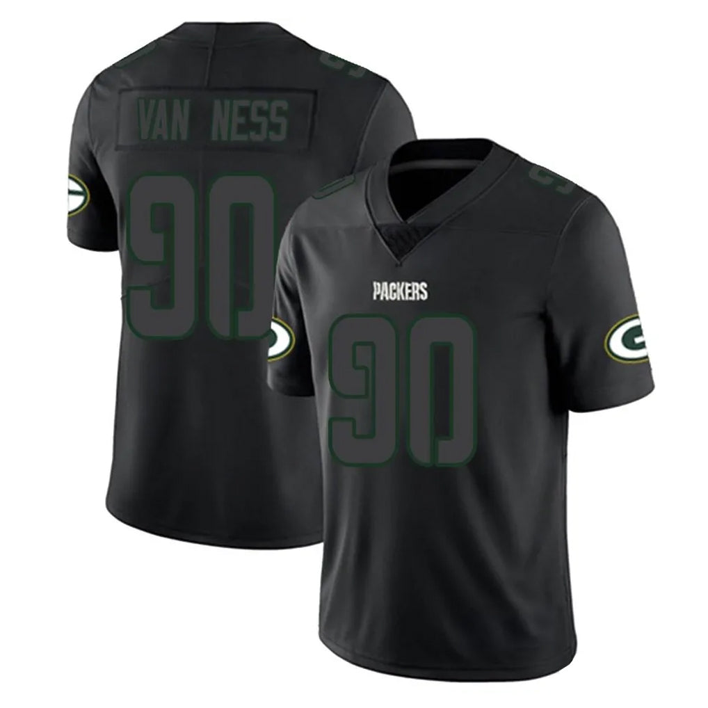 Friene GB.Packers #90 Lukas Van Ness Player Black Impact Limited Home Game Stitched Jerseys