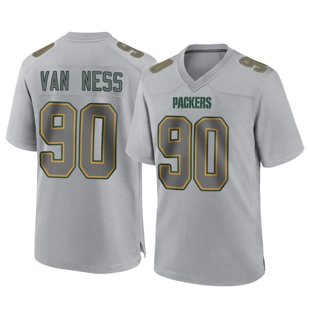 Friene GB.Packers #90 Lukas Van Ness Player Gray Atmosphere Fashion Home Game Stitched Jerseys