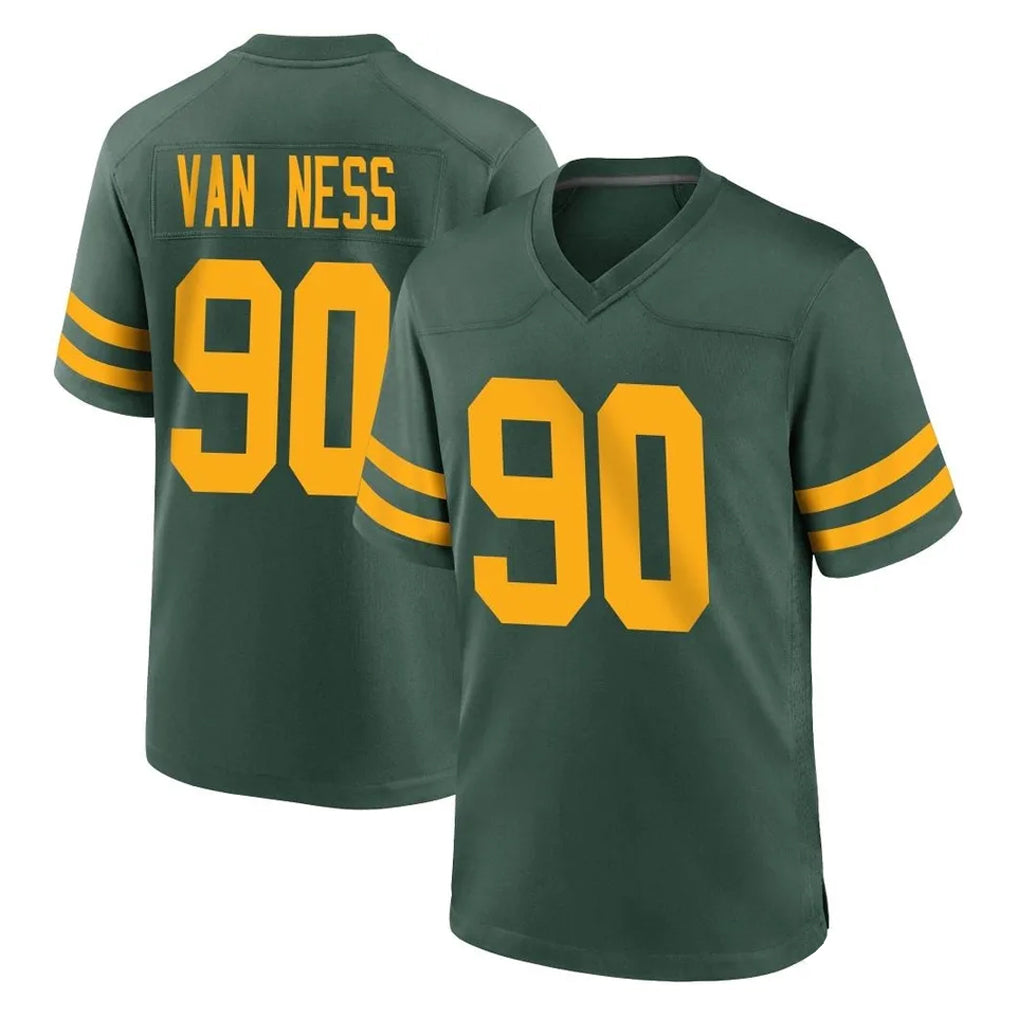 Friene GB.Packers #90 Lukas Van Ness Player Green Alternate Home Game Stitched Jerseys