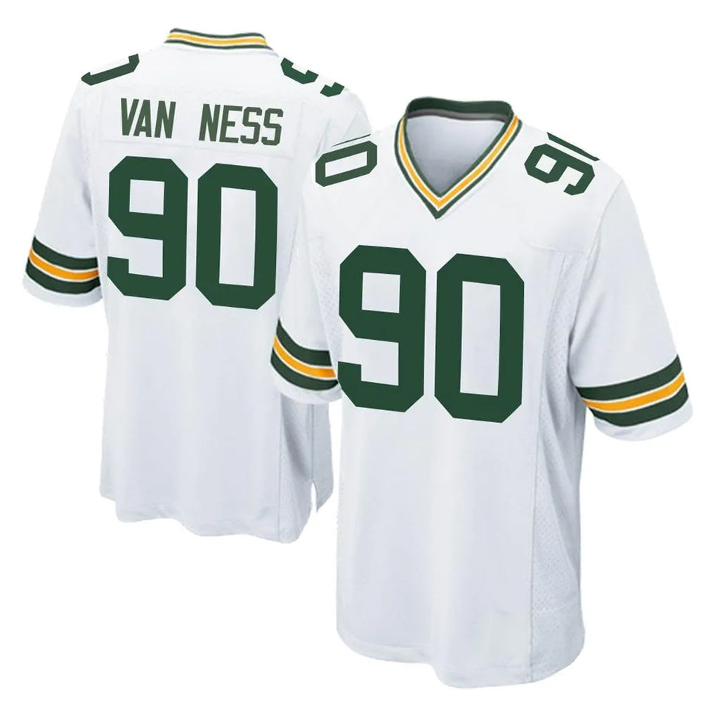 Friene GB.Packers #90 Lukas Van Ness Player White Home Game Stitched Jerseys