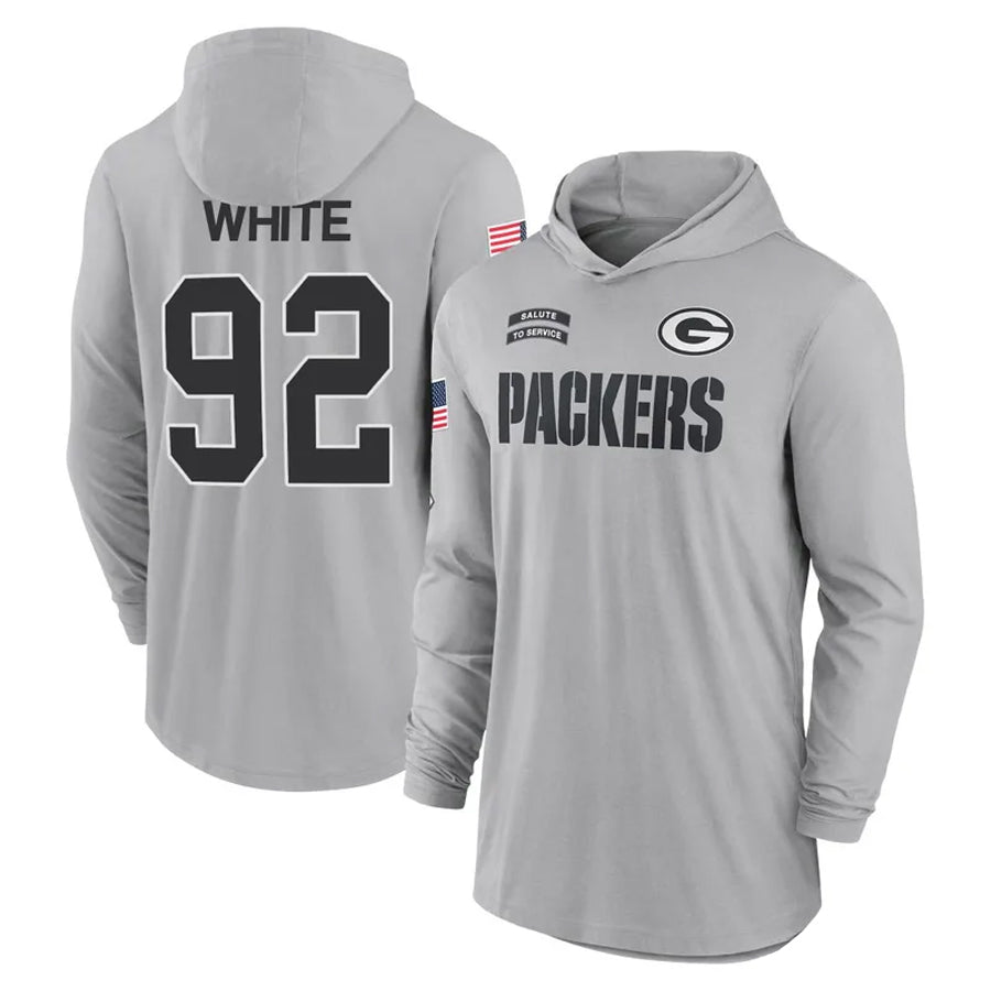 Friene GB.Packers #92 Reggie White Player Gray Hoodies Game Stitched Jerseys
