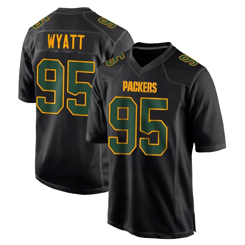 Friene GB.Packers #95 Devonte Wyatt Player Black Fashion Home Game Stitched Jerseys