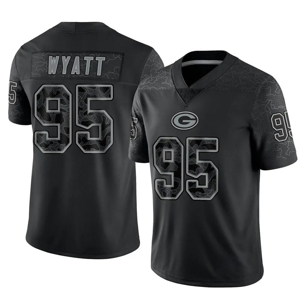 Friene GB.Packers #95 Devonte Wyatt Player Black Reflective Limited Home Game Stitched Jerseys