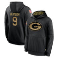 Friene GB.Packers #9 Christian Watson Player Black Salute to Service Hoodies Limited Game Stitched Jerseys