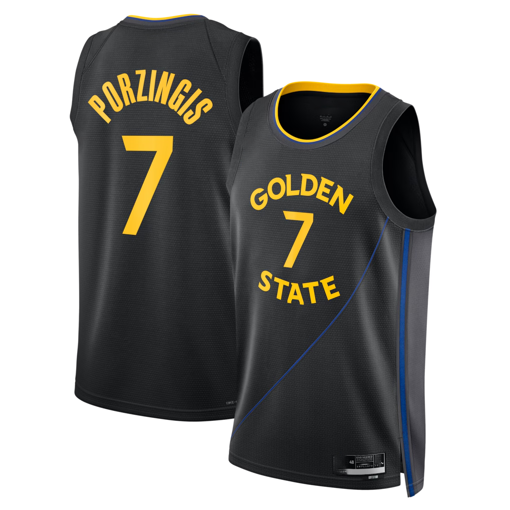 Friene GS.Warriors #7 Kristaps Porzi??is Black Swingman Jerseys - Statement Edition