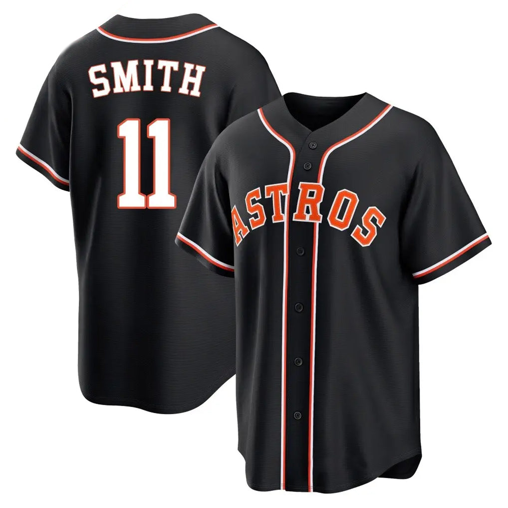 Friene H.Astros #11 Cam Smith Player Black Fashion Out Home Game Stitched Jerseys