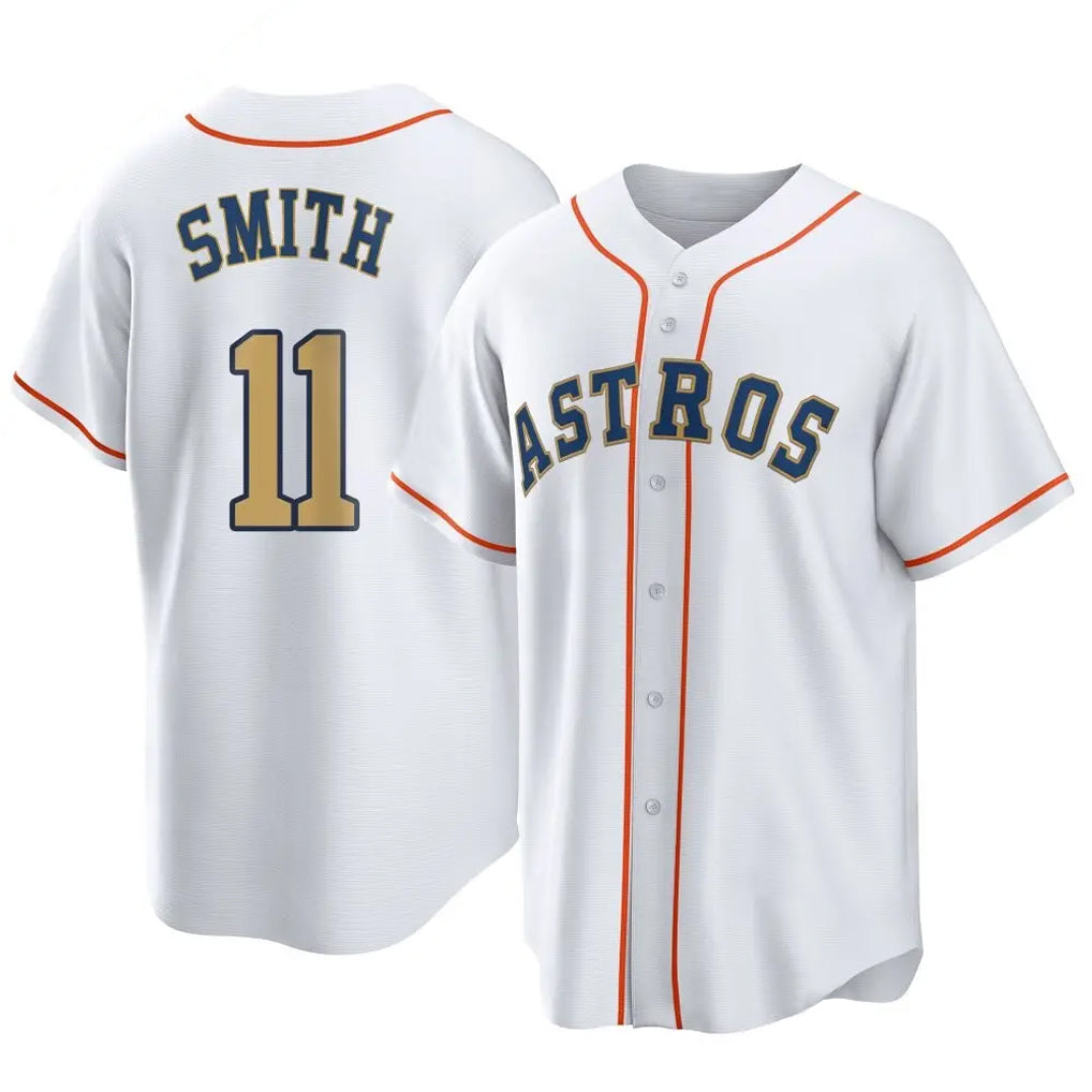 Friene H.Astros #11 Cam Smith Player Gold Collection Game Home Stitched Jerseys