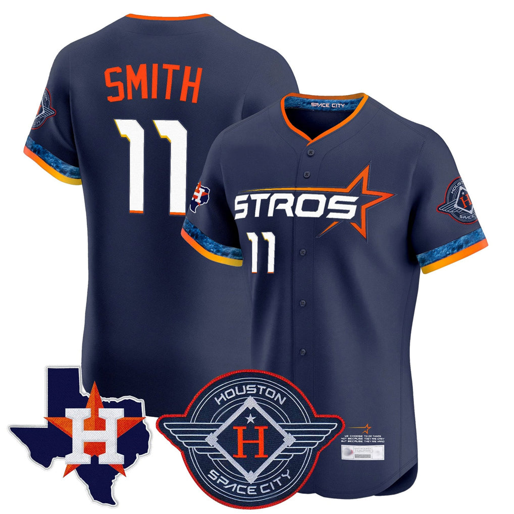 Friene H.Astros #11 Cam Smith Player Navy City Connect Texas Patch Vapor Premier Limited Elite Home Stitched Jerseys