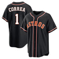 Friene H.Astros #1 Carlos Correa Player Black Fashion Out Home Game Stitched Jerseys