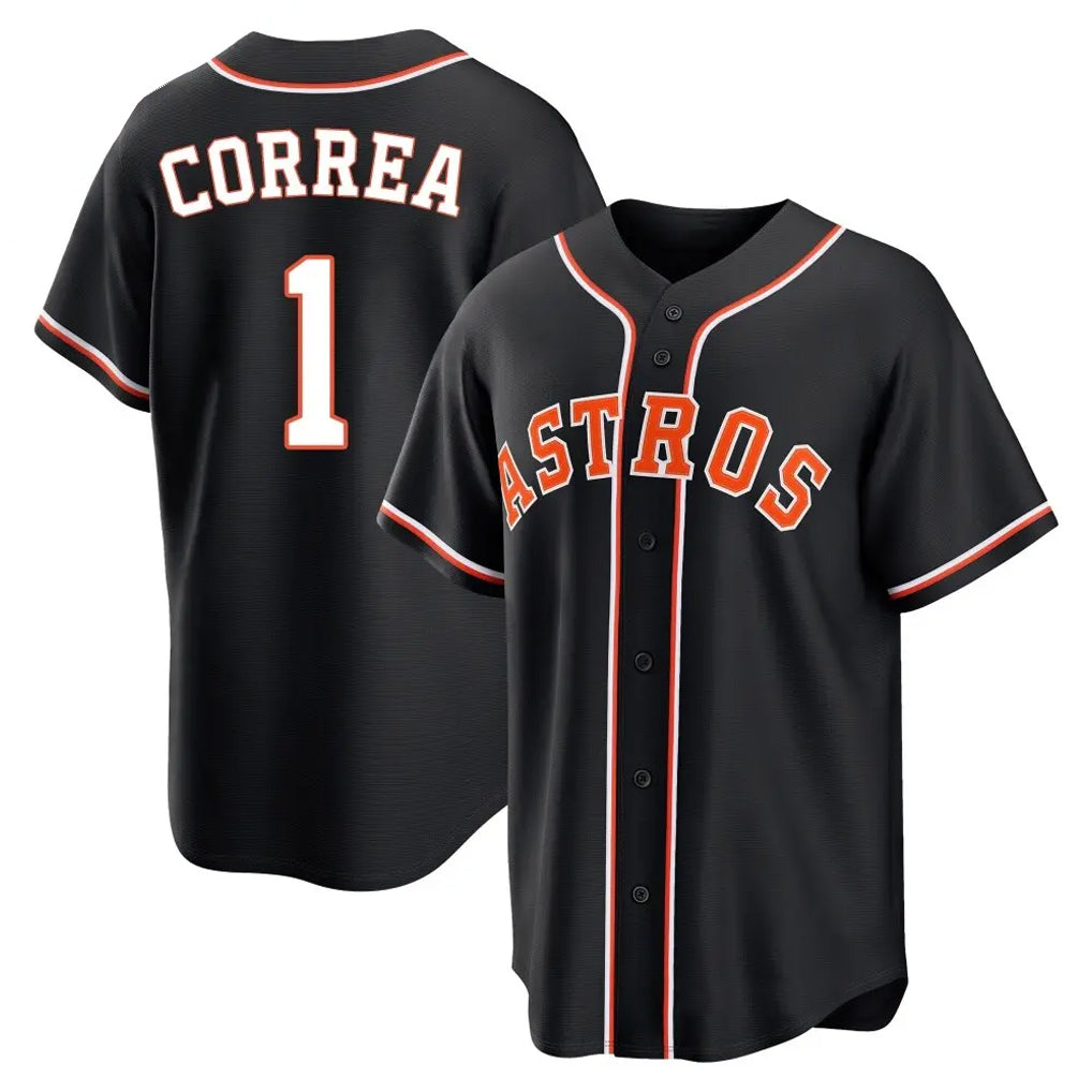 Friene H.Astros #1 Carlos Correa Player Black Fashion Out Home Game Stitched Jerseys