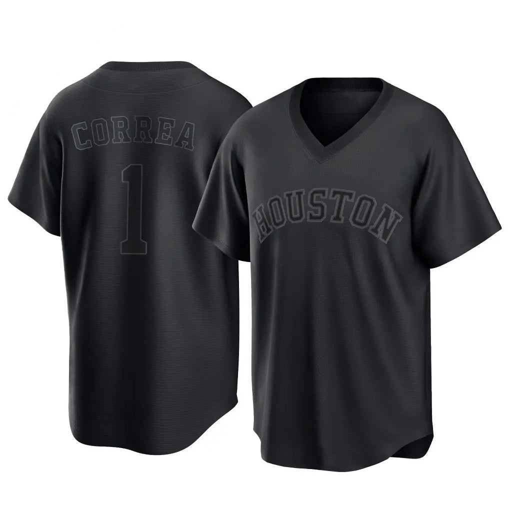 Friene H.Astros #1 Carlos Correa Player Black Fashion T-shirt Home Game Stitched Jerseys