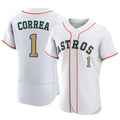 Friene H.Astros #1 Carlos Correa Player Gold Collection Limited Elite Home Stitched Jerseys