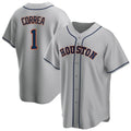 Friene H.Astros #1 Carlos Correa Player Gray Home Game Stitched Jerseys