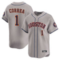 Friene H.Astros #1 Carlos Correa Player Gray Home Limited Stitched Jerseys