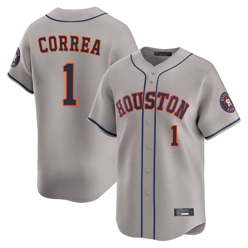 Friene H.Astros #1 Carlos Correa Player Gray Home Limited Stitched Jerseys