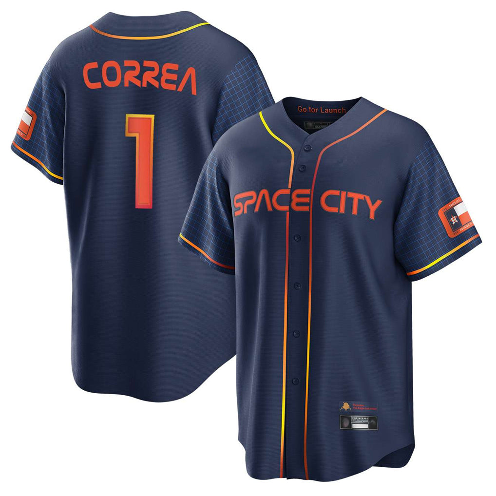 Friene H.Astros #1 Carlos Correa Player Navy City Connect Home Game Stitched Jerseys