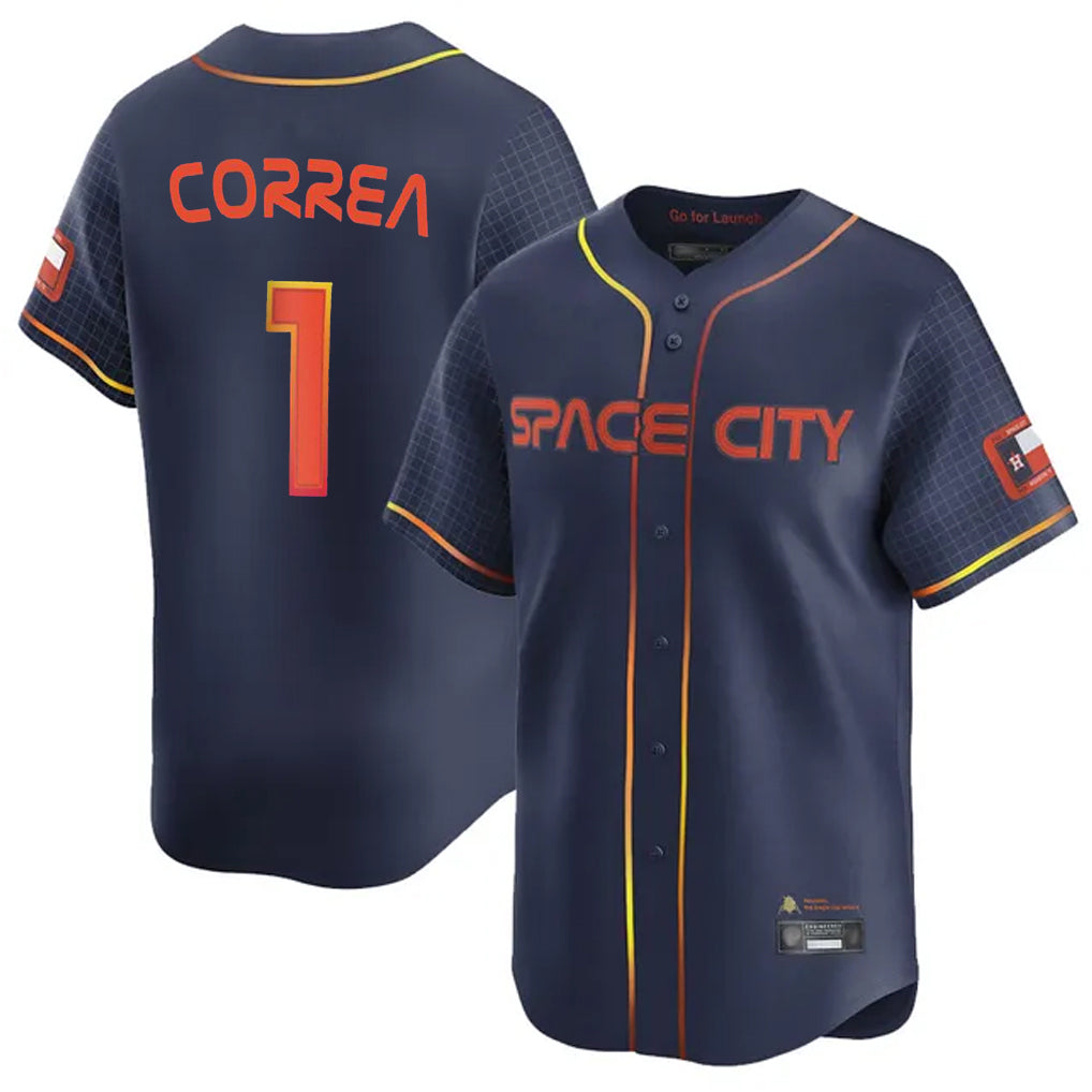 Friene H.Astros #1 Carlos Correa Player Navy City Connect Home Limited Stitched Jerseys