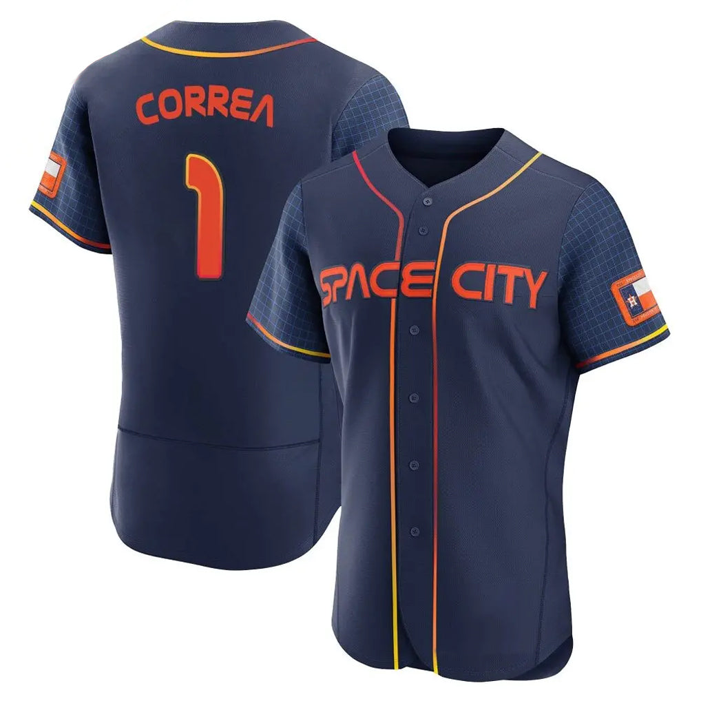 Friene H.Astros #1 Carlos Correa Player Navy City Connect Limited Elite Home Stitched Jerseys