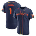 Friene H.Astros #1 Carlos Correa Player Navy City Connect Limited Elite Home Stitched Jerseys